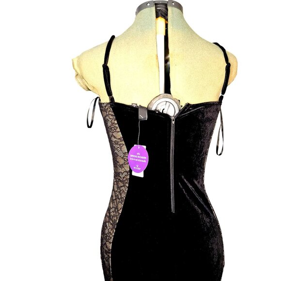 Woman Windsor dark romantic lace velvet croquette bodycon maxi dress size M - Picture 6 of 13